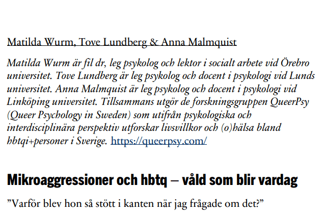 Mikroaggressioner som våld