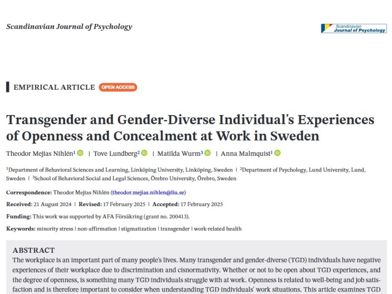 Transpersoners upplevelser av&nbsp;jobbet